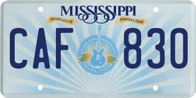 MS license plate CAF830