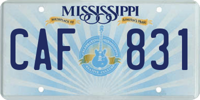 MS license plate CAF831
