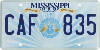MS license plate CAF835