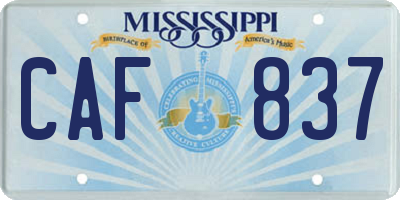 MS license plate CAF837