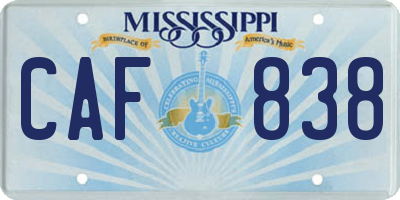 MS license plate CAF838