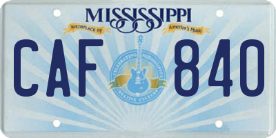 MS license plate CAF840