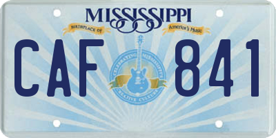 MS license plate CAF841