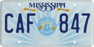 MS license plate CAF847
