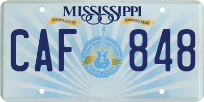 MS license plate CAF848