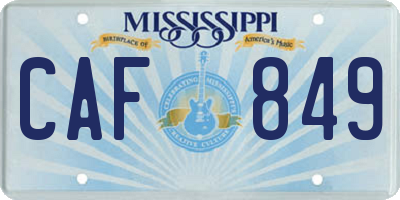 MS license plate CAF849