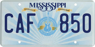 MS license plate CAF850