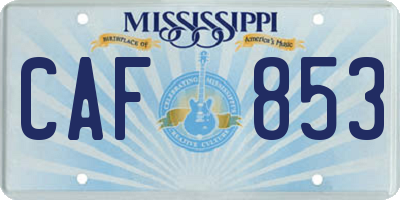MS license plate CAF853