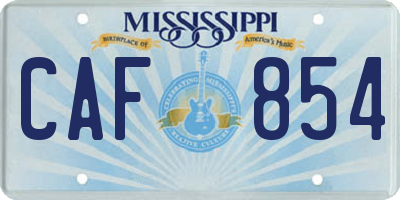 MS license plate CAF854