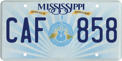 MS license plate CAF858