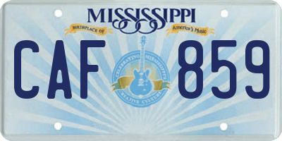 MS license plate CAF859