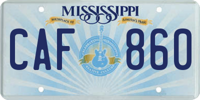 MS license plate CAF860