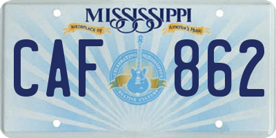 MS license plate CAF862