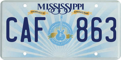 MS license plate CAF863