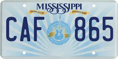 MS license plate CAF865