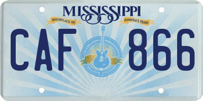 MS license plate CAF866