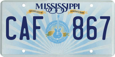 MS license plate CAF867
