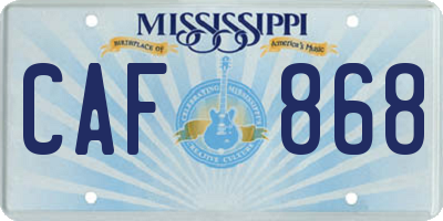 MS license plate CAF868