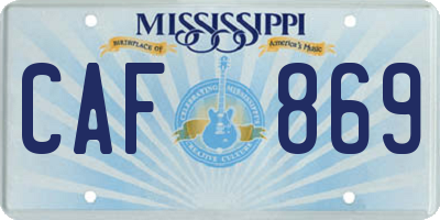 MS license plate CAF869