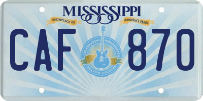 MS license plate CAF870