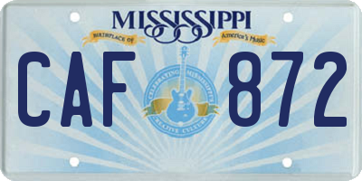 MS license plate CAF872