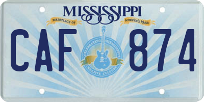 MS license plate CAF874