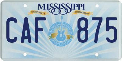 MS license plate CAF875