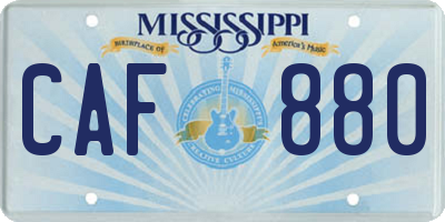 MS license plate CAF880