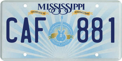 MS license plate CAF881