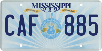 MS license plate CAF885