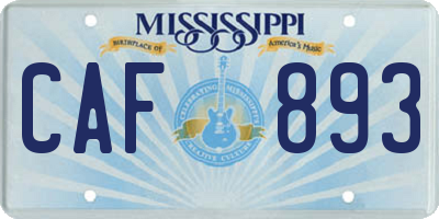 MS license plate CAF893