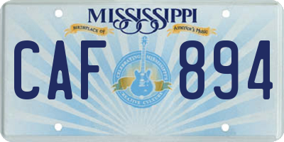 MS license plate CAF894