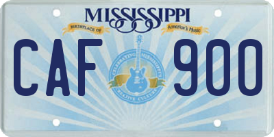 MS license plate CAF900