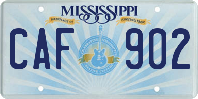 MS license plate CAF902