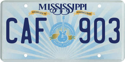 MS license plate CAF903