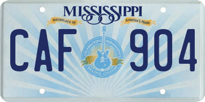 MS license plate CAF904
