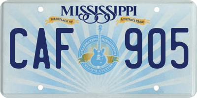 MS license plate CAF905