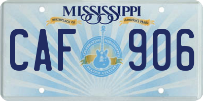MS license plate CAF906