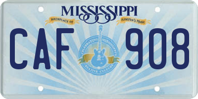 MS license plate CAF908