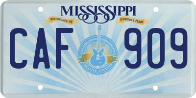 MS license plate CAF909