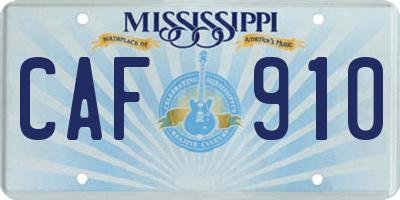 MS license plate CAF910