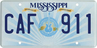 MS license plate CAF911