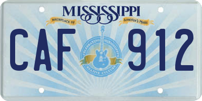 MS license plate CAF912
