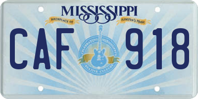 MS license plate CAF918