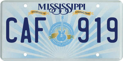 MS license plate CAF919