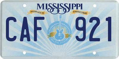 MS license plate CAF921