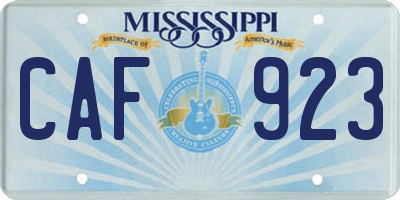 MS license plate CAF923