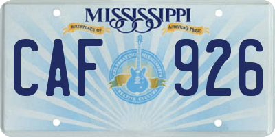 MS license plate CAF926