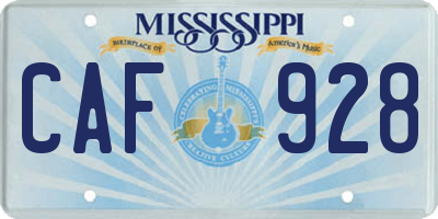 MS license plate CAF928