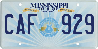 MS license plate CAF929